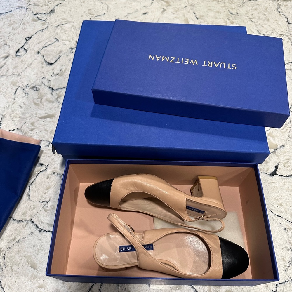 Stuart Weitzman Loraina block heel slingback pumps